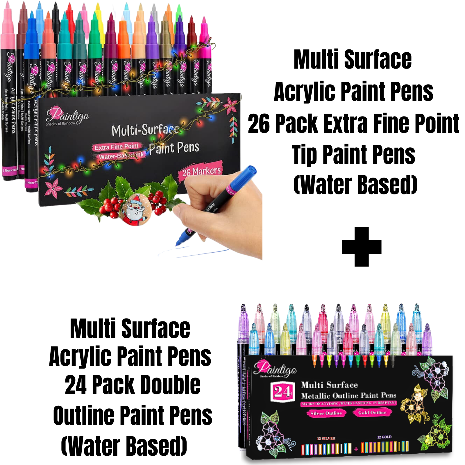 24 Artistro Cute Paint Pens 12 Glitter 12 Gold & Silver Extra Fine Tip Paint  Markers for Rock Painting, Kids Craft, Family Painting 