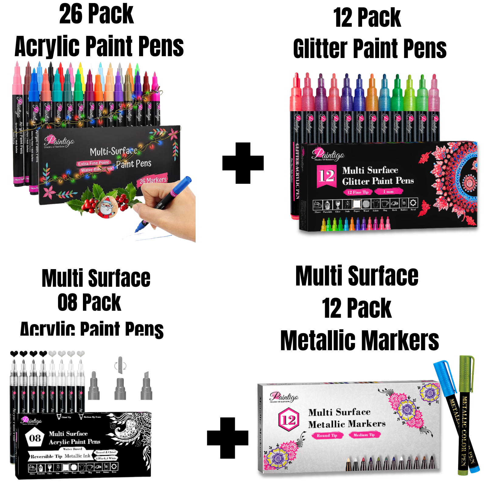 12 Extra Fine Tip + 12 Medium Tip Acrylic Markers Bundle