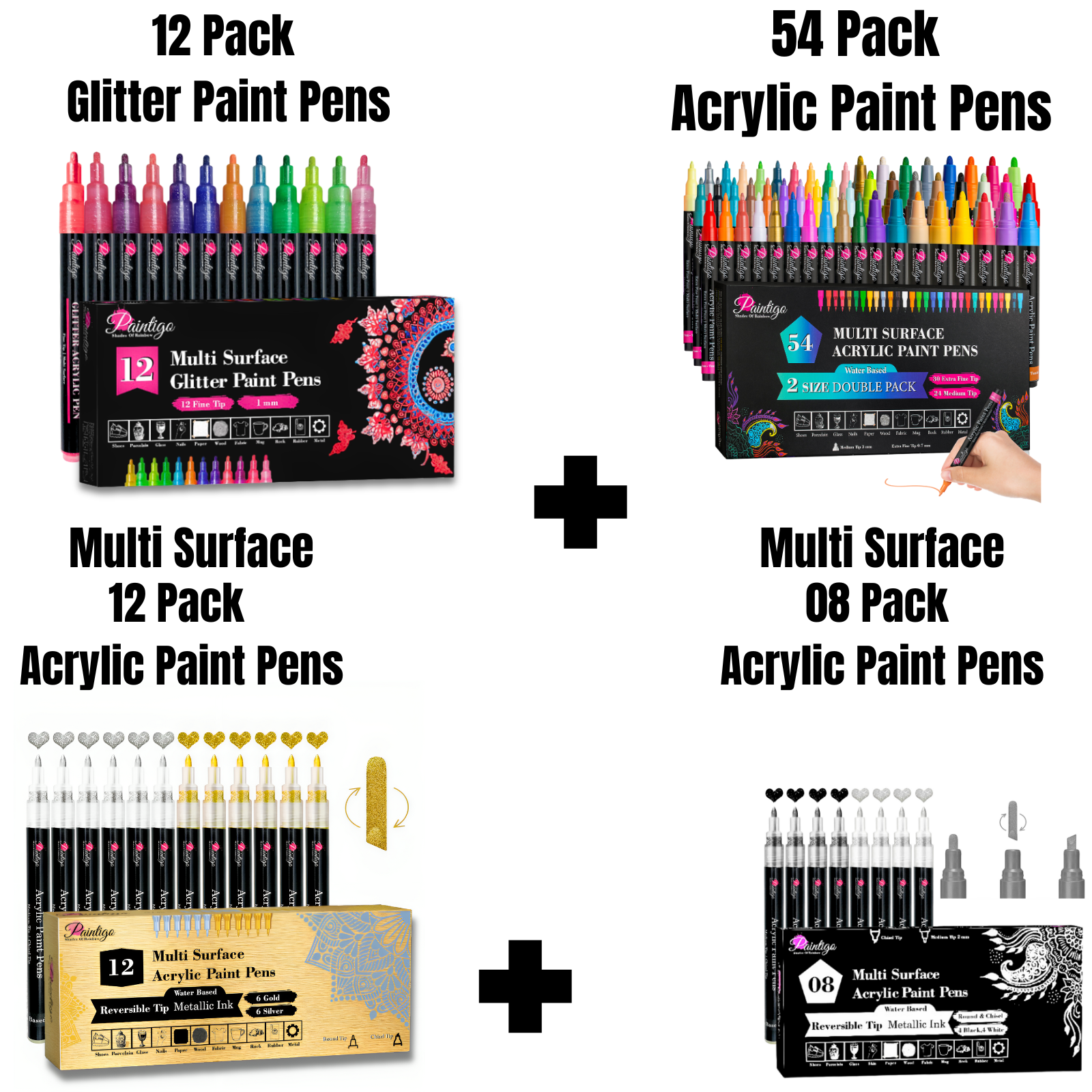 24 Artistro Acrylic Paint Pens 12 Extra Fine 12 Black Medium Tip