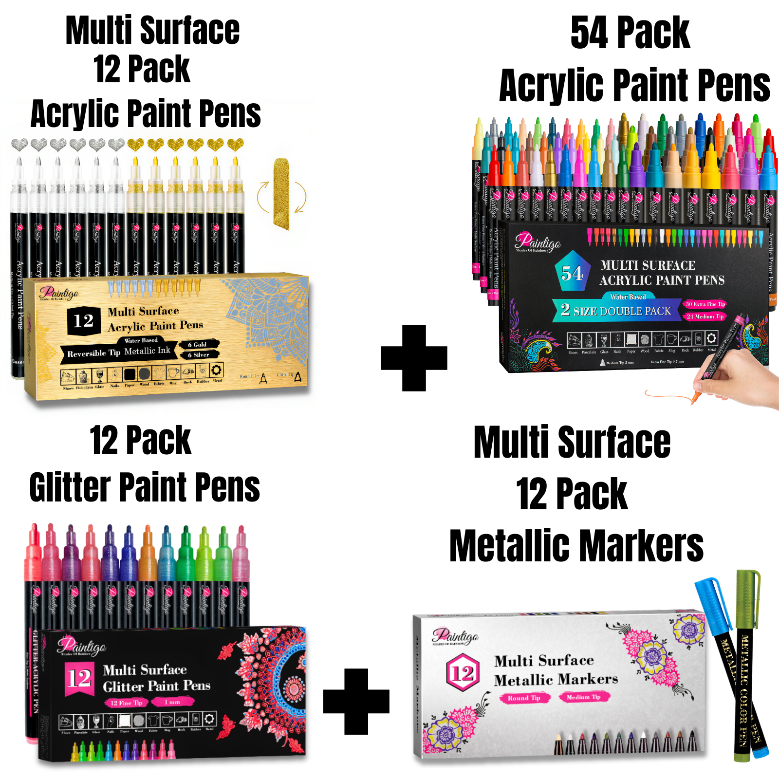 Acrylic Paint Marker Pens - Variety Pack of 6, Extra Fine & Medium
